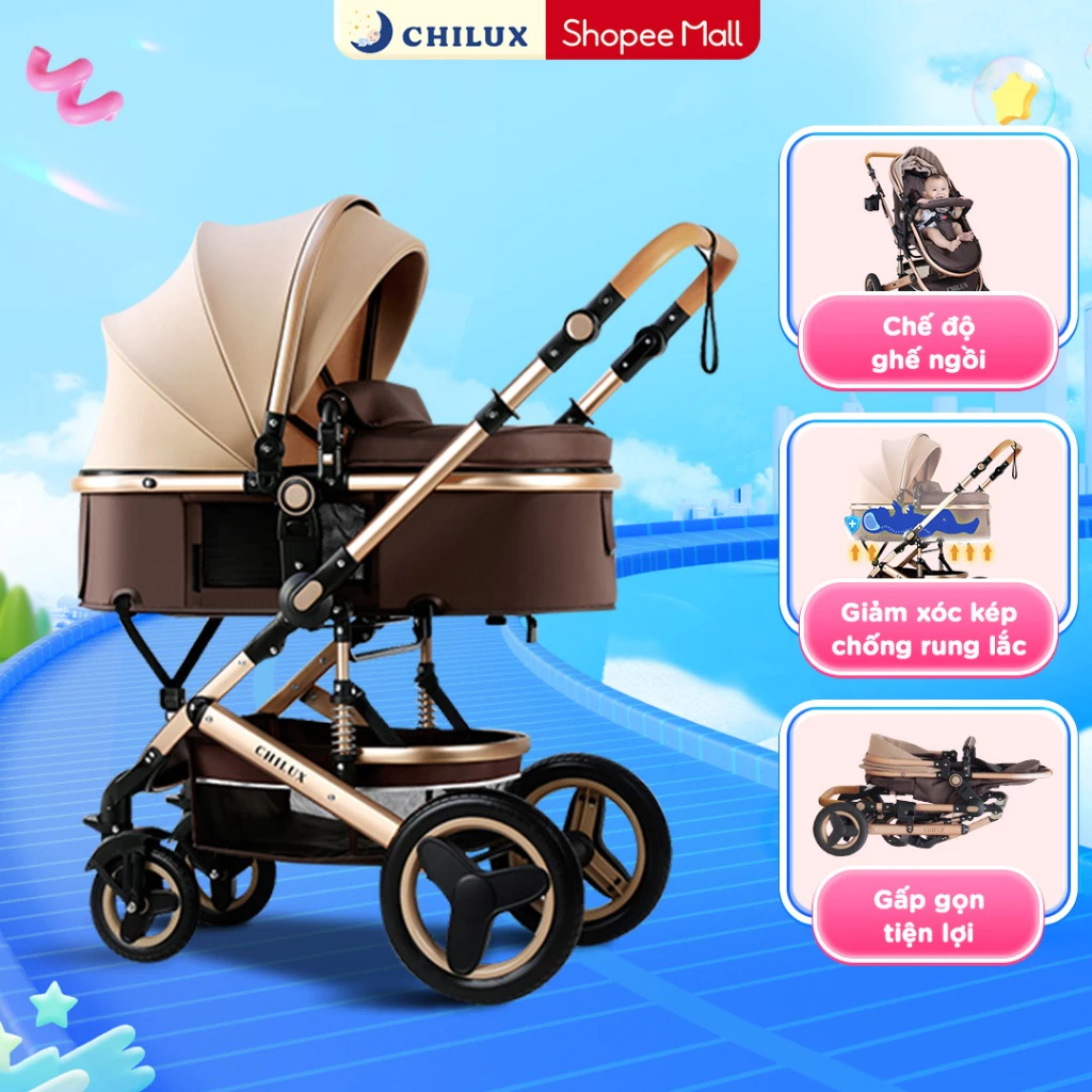 Xe đẩy gấp gọn Chilux (Trọng lượng nhẹ, gập mở 1 giây)